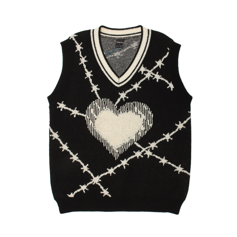 Men Sweater Heart Jacquard Sleeveless Sweater Vest Men's Vest Coat