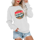 Merry and Bright Sweatshirts Merry and Bright Printed Large Size round Neck Sweater