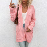 Women's Cardigan Knit Sweater Women's Mid-Length Cardigan for Autumn and Winter