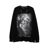Man Fall Outfits Dark High Street Style Hand-Painted Graffiti Printing Long-Sleeved T-shirt Men's Top