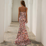 Gypsy Style Dresses Geometric Tube Top Irregular Slit Sequined Banquet Mop