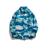 Man Fall Outfis Autumn Creative Printing Long Sleeve Shirt Boys Loose Oversize Outerwear Shirt