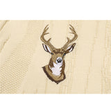 Men Sweater Deer Head Embroidered Knitted Sweater Men's Loose round Neck Sweater