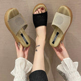 High Heels Slides Summer Thick-Soled Knitted Fashion High Heel Slippers