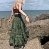 Modern Gypsy Outfits Printed Skirt Large Hem Pleated Skirt