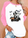 Halloween Costumes Case Printing Capless round Neck Contrast Color Sweatshirt Female