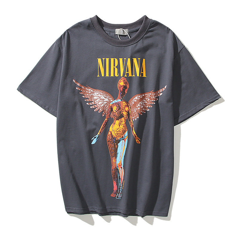 Nirvana T Shirt Nirvana Band Angel Distressed Couple Loose Retro
