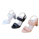 High Heels Ladies Sandals Large Size Summer Woven Peep Toe High Heel Casual Women's Sandals