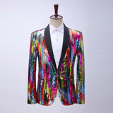 Men Prom Outfits Colorful Vertical Sequins Casual Multicolor