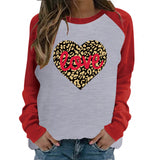 Valentine's Day T Shirt Pattern Heart Printing Long Sleeve Women's T-shirt