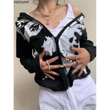 Vintage Y2g Shirts Printed Cardigan Fashion Hooded Women's Clothing