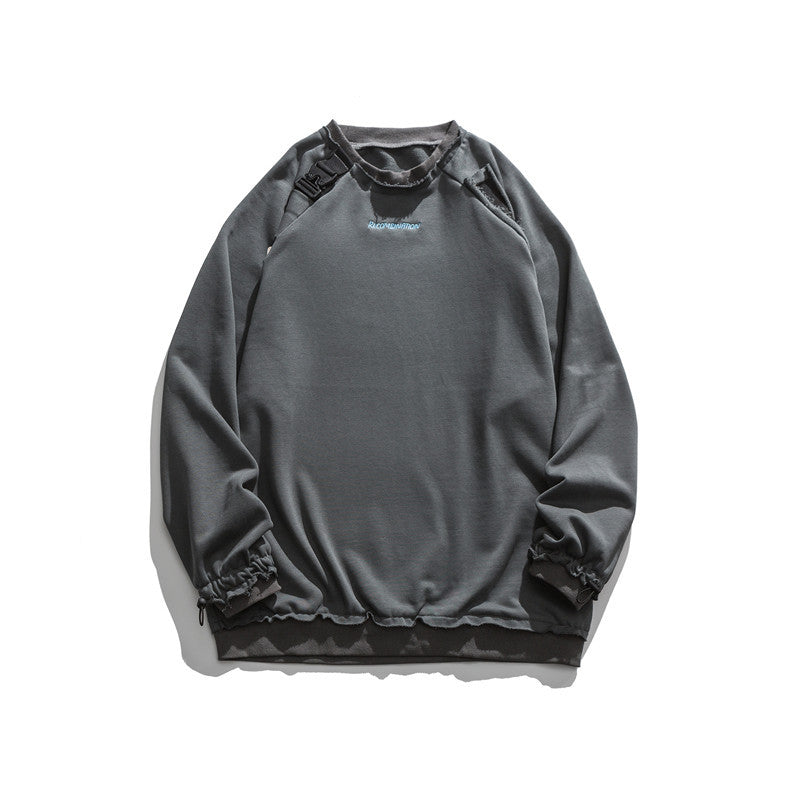 Crew Neck Sweatshirts for Men Men's Retro round Neck Sweater Men's Loose Hundred