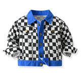 Children Jean Jackets Spring and Autumn Long Sleeve Lapel Leopard Print Casual Denim Top