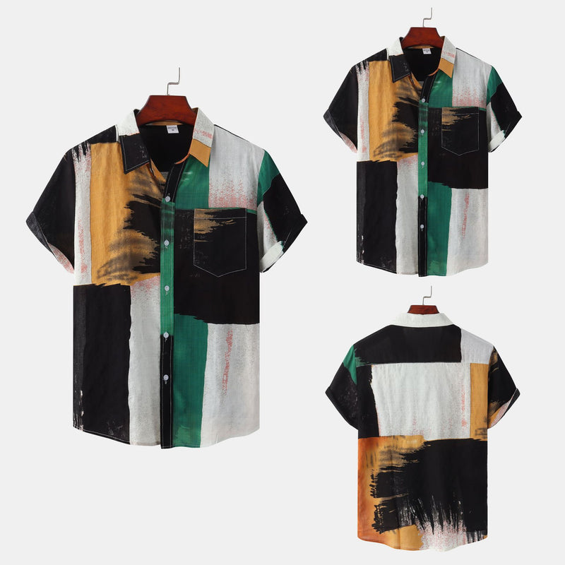 Camp Collar Shirt Short Sleeve Slim Shirt