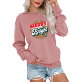 Merry and Bright Sweatshirts Merry and Bright Printed Large Size round Neck Sweater