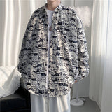 Men's Shirts Cartoon Sesame Street Printed Long Sleeve Shirt