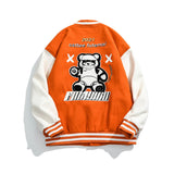 Man Fall Outfis Bear Embroidery Baseball Uniform Jacket Loose Casual Couple Jacket