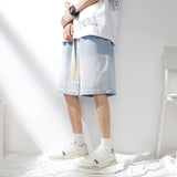 Men Denim Shorts NASA Joint-Name Jeans Loose Straight Casual