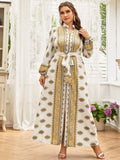 Nine Britton Dress V-neck Long Large Hem Type Blue Printing