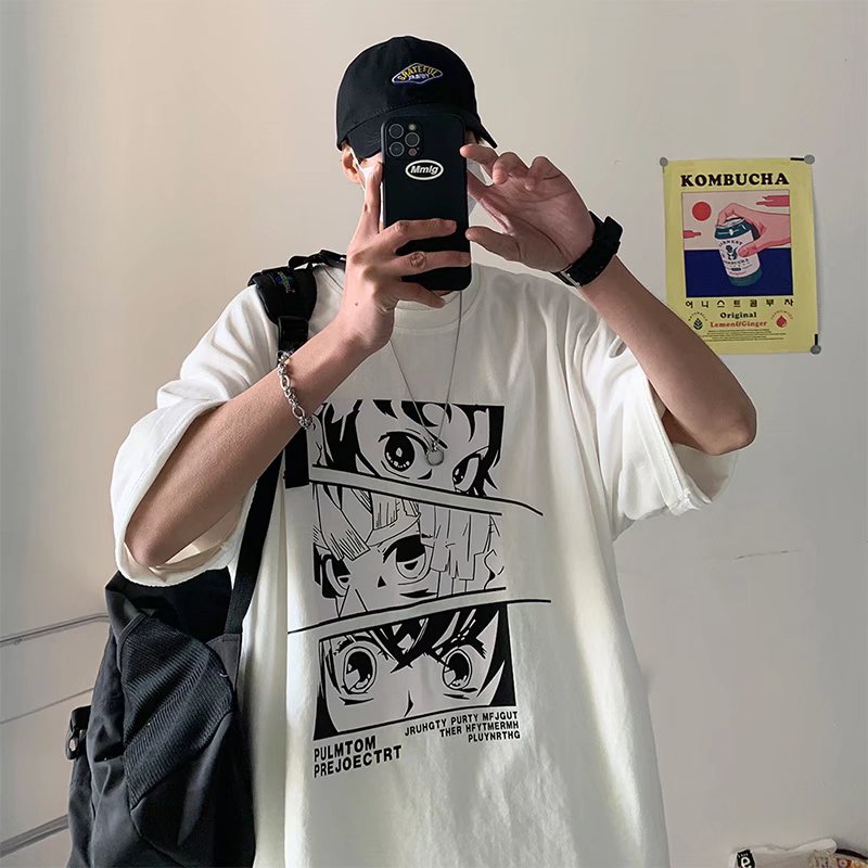 Men T-Shirts Loose Printed Half Sleeve round Neck