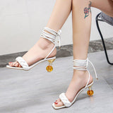 High Heels Ladies Sandals Summer Woven Lace-up High Heel Sandals Lace-up Plus Size