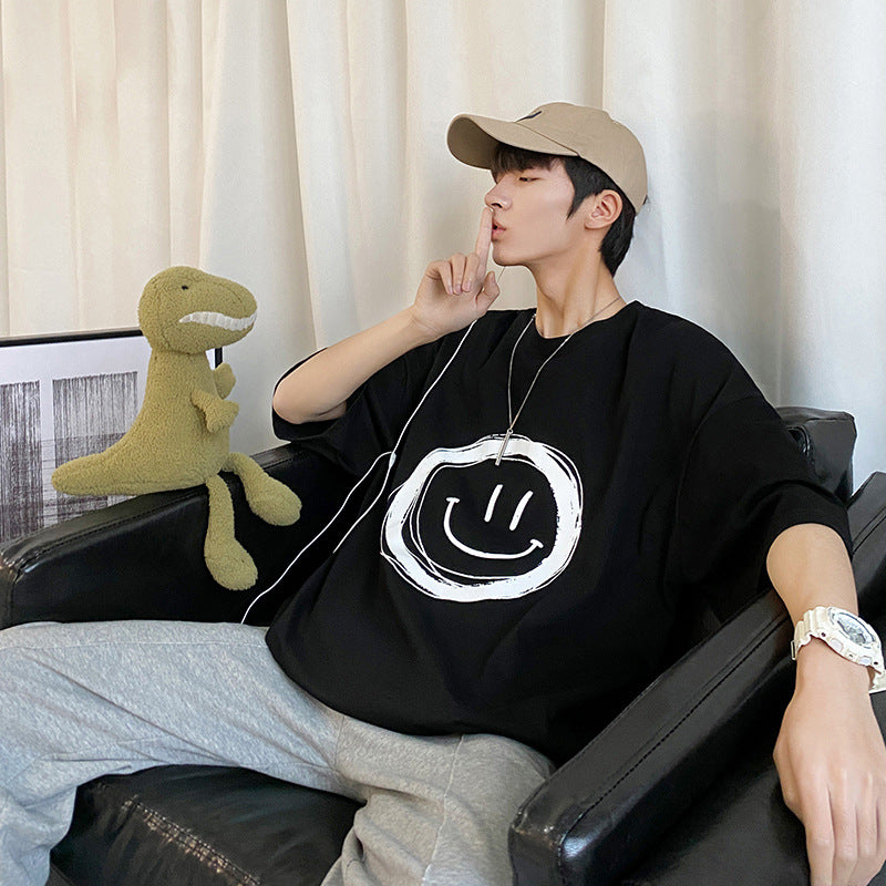 Men T-Shirts Printed Loose Half Sleeve