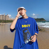 Men T-Shirts Loose Printed round Neck Half Sleeve