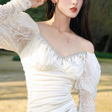 Taffeta Dress Lace Dress Elegant Graceful Satin