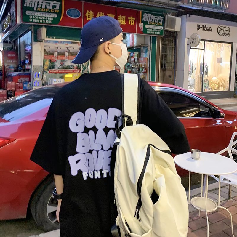 Men T-Shirts Loose Half Sleeve Print