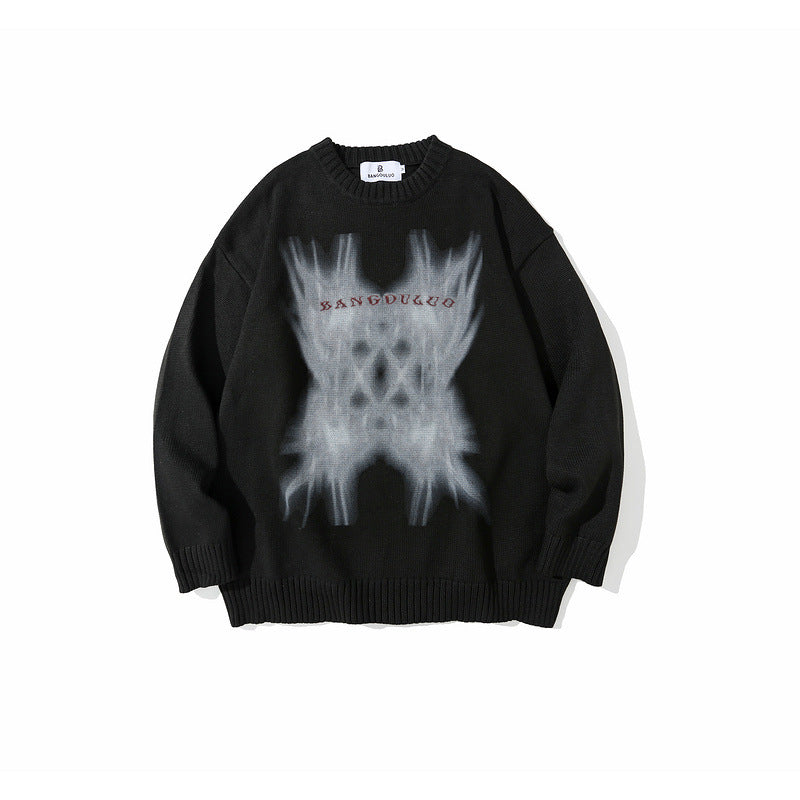 Man Fall Outfits Vintage Sweater Men's and Women's High Street Fashion Brand Pullover Sweater Top