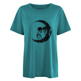 Valentine's Day T Shirt Large Size Clothes Short Sleeve Moon Print T-shirt Summer