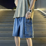 Men Denim Shorts Workwear Denim Shorts Men's Summer Korean Style Ins Fashion Brand