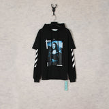 Off White Hoodie Autumn Printed Hooded Fake Two Pieces Sweater Loose Men 'S And Women 'S Coat
