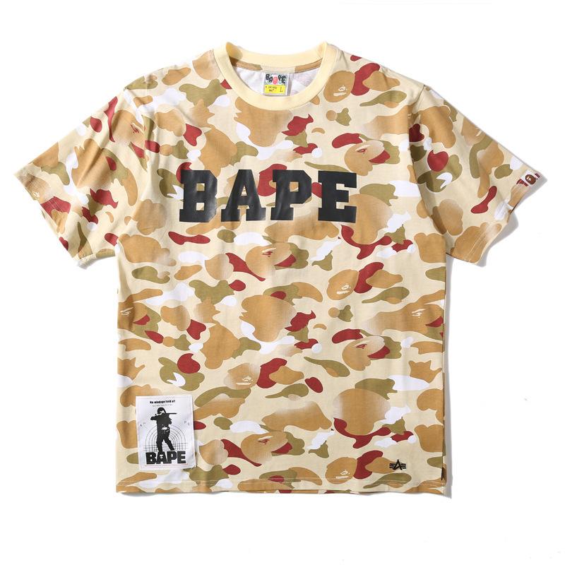 Bathing Ape T Shirt Summer Letter Print Camouflage Short Sleeve T-shirt