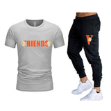 Vlone T Shirts & Pants 2 Piece Set Men'S Summer T-Shirt Short Sleeve Sports And Leisure