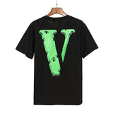 Vlone T Shirt Street Print Men'S And Women'S Loose Design T-Shirt Short Sleeve