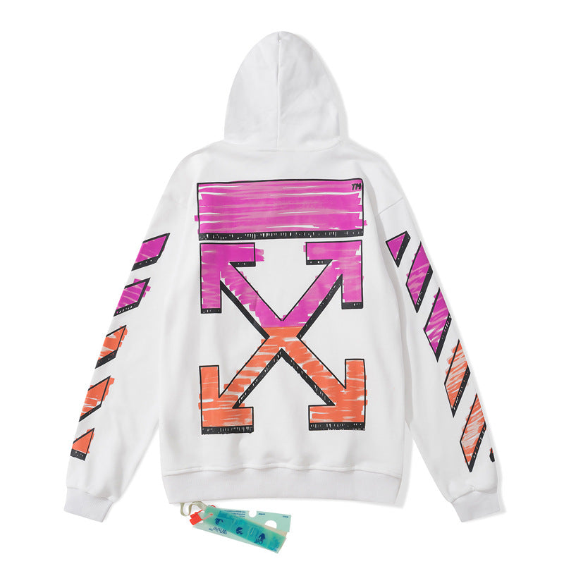 off White Hoodie Chalk Arrow Hooded Sweater Baggy Coat