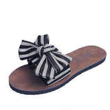 Women Open Toe Sands Flats Summer Flat Flip-Flops Casual Beach Shoes Bow Slippers