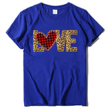 Valentine's Day T Shirt Large Size T-shirt Short Sleeve Leopard Print Love Red Plaid Heart Printing Spring and Summer