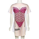 Music Festivals Rave Outfits Dress Summer Women's round Neck Short Sleeve Printed Slim Fit