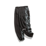 Man Fall Outfis Autumn Vintage Paisley Stitching Ankle-Tied Sweatpants Boys Loose Casual Pants