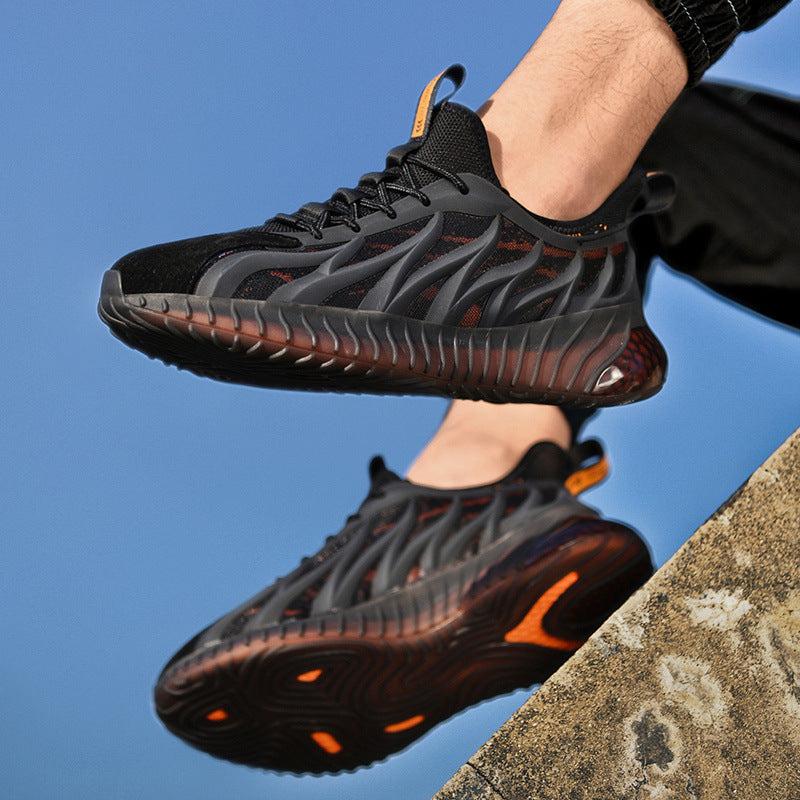 Men's Sneaks & Athletic Jogging Shoes Summer Breathable Fly-Kit Mesh Sneakers Trendy Luminous Casual Shoes