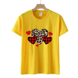 Valentine's Day T Shirts Couples Leopard Print Heart Printing Women's Pullover Short Sleeve T-shirt