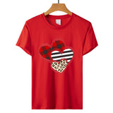 Valentine's Day T Shirts Couples Leopard Print Heart Printing Women's Pullover T-shirt