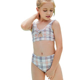 Children Swimsuit Children's Swimsuit Girls Bikini Plaid Bow
