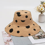 Women Bucket Hat Casual Sun Hat Polka Dot Double-Sided