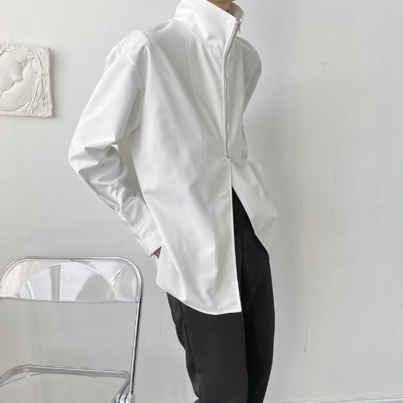 Men Shirts Zipper Turtleneck