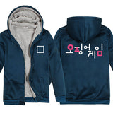 Squid Game Costume Cartoon Printed Zipper Sweater Thickened Zipper Hooded Sweater