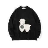 Men Sweater Cartoon Lamb Embroidered Knitwear Men's Long Sleeve Pullover