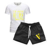 Vlone T Shirts & Shorts 2 Piece Set Men'S T-Shirt Set Casual Sweatpants Beach Shorts